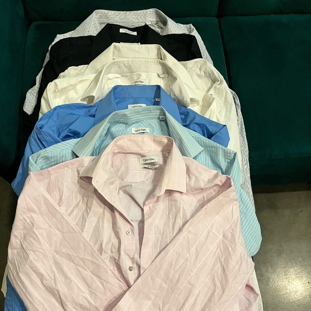 Calvin Klein Long Sleeved Collar Dress Shirts - Size 17.5 + 36/37